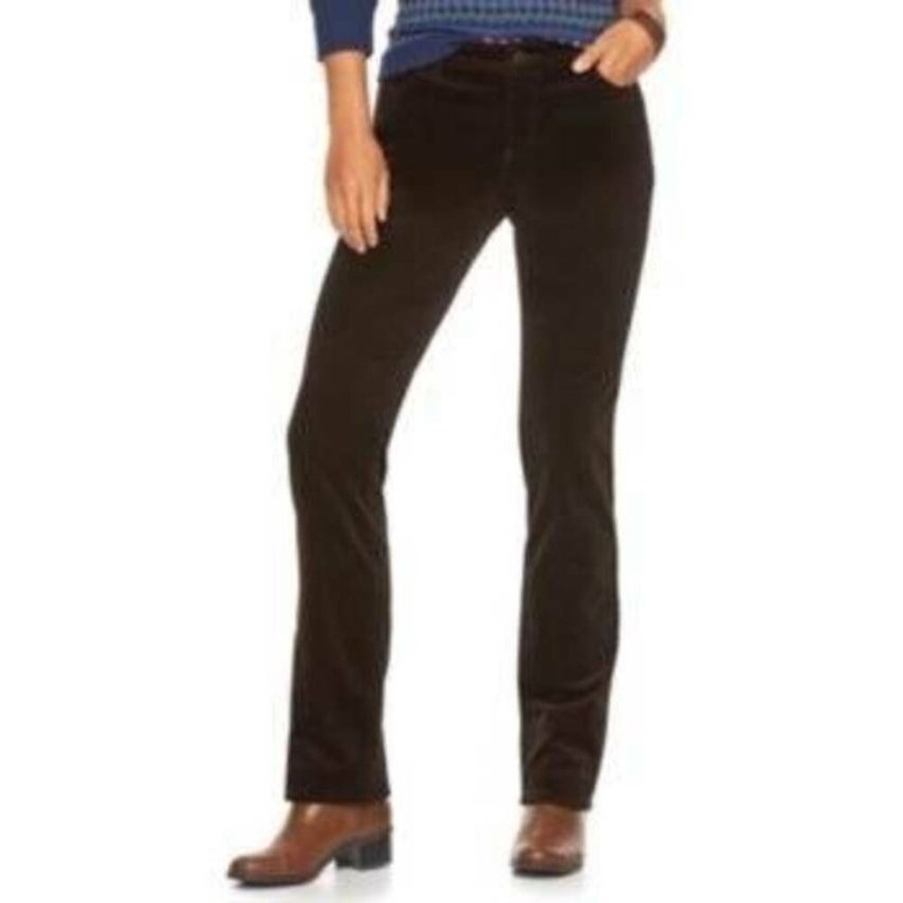 Chaps Corduroys Pants Womens 16S Brown Straight Slimming Short Midrise 5 Pocket